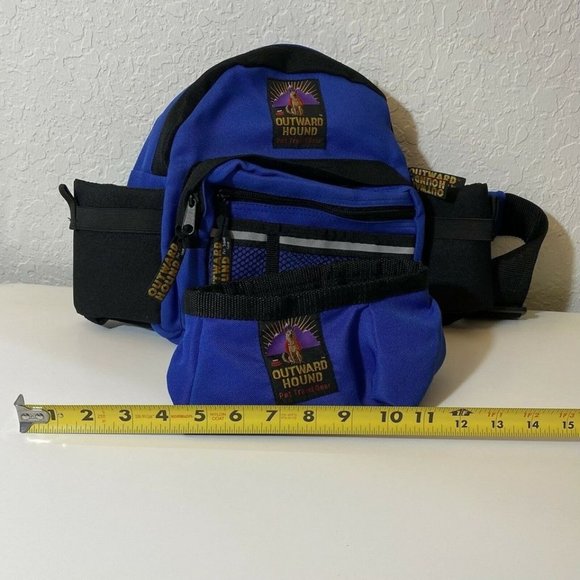 Outward Hound Pet Travel Gear Blue Black Backpack Style Fanny Pack & Water Bowl - Picture 8 of 9